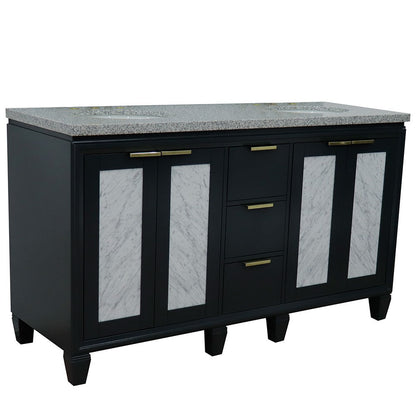 Bellaterra Shlomo - to Split 61" Double Vanity w/ Counter Top and Sink Dark Gray Finish 400990-61D-DG-GYO