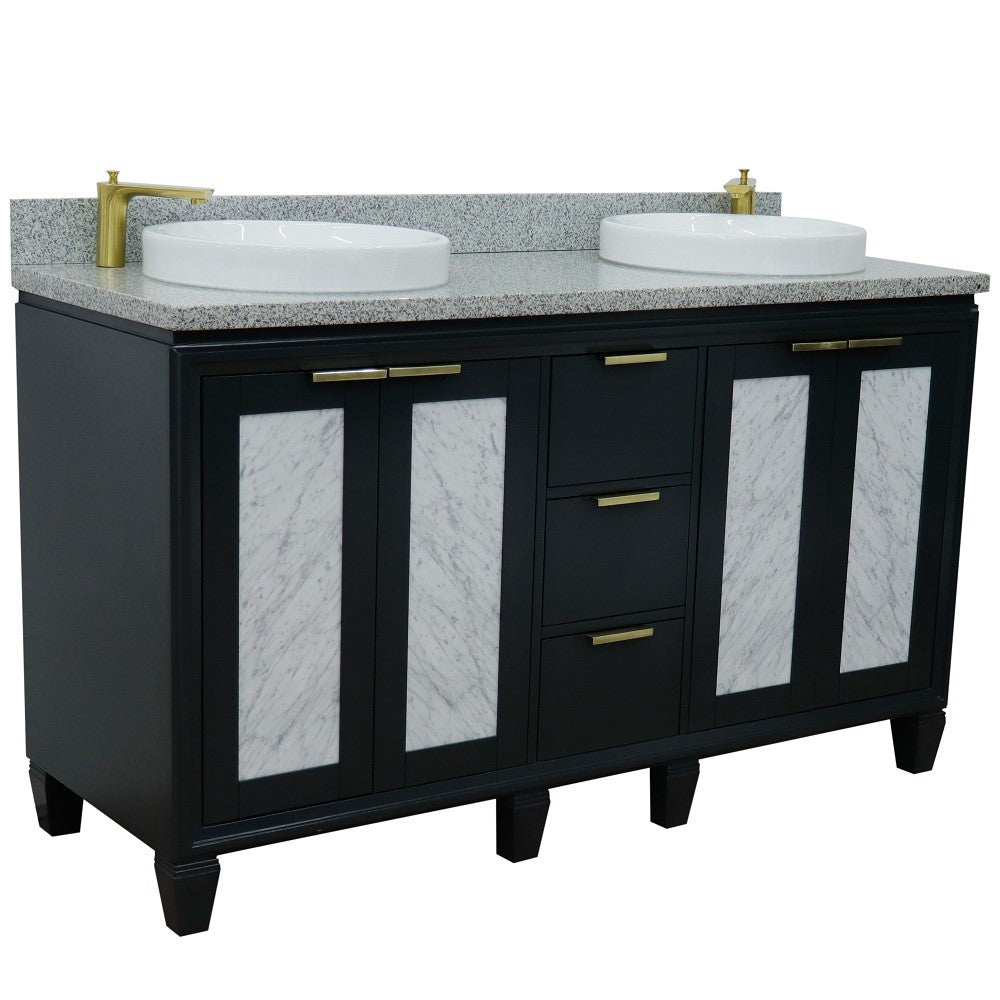 Bellaterra Shlomo - to Split 61" Double Vanity w/ Counter Top and Sink Dark Gray Finish 400990-61D-DG-GYRD