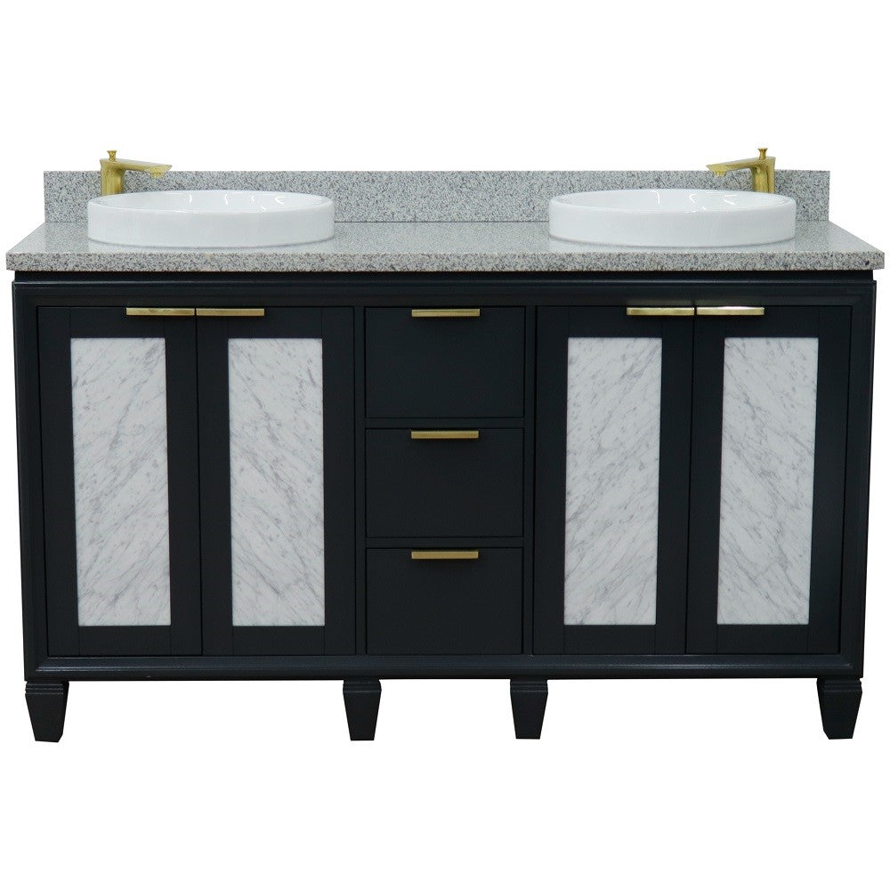 Bellaterra Shlomo - to Split 61" Double Vanity w/ Counter Top and Sink Dark Gray Finish 400990-61D-DG-GYRD