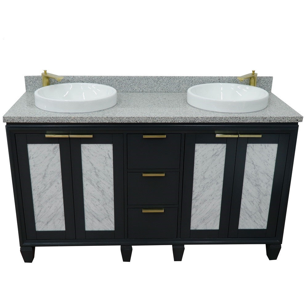 Bellaterra Shlomo - to Split 61" Double Vanity w/ Counter Top and Sink Dark Gray Finish 400990-61D-DG-GYRD