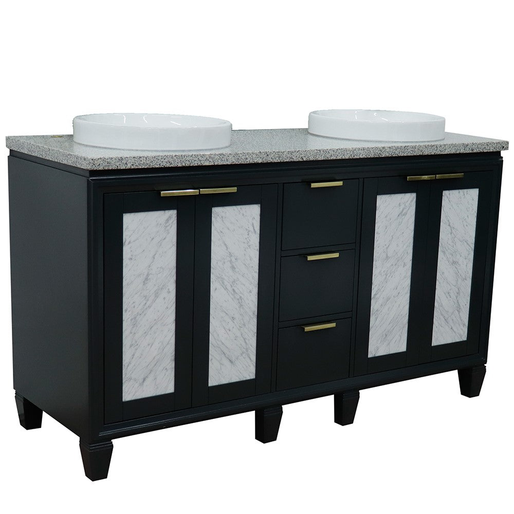 Bellaterra Shlomo - to Split 61" Double Vanity w/ Counter Top and Sink Dark Gray Finish 400990-61D-DG-GYRD