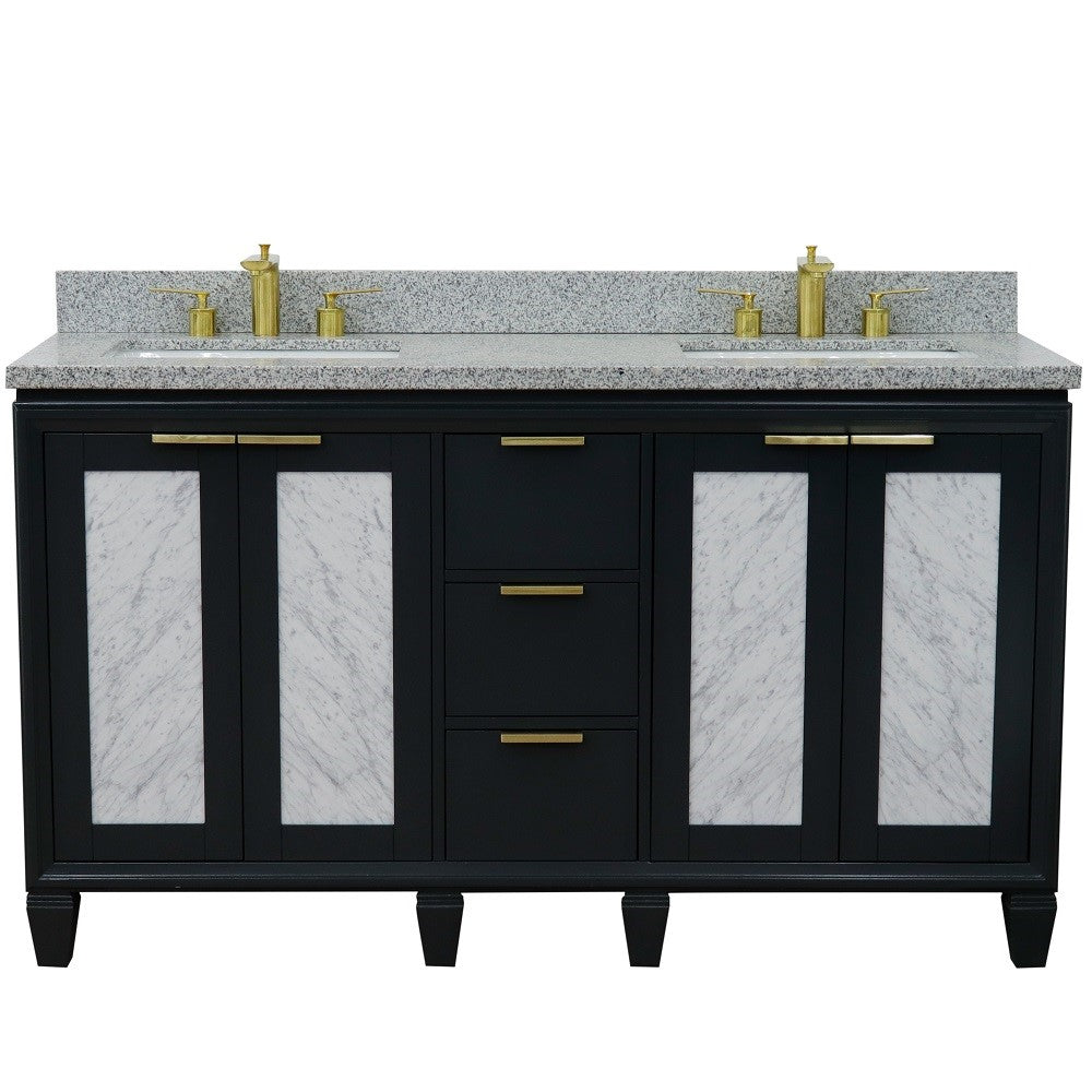 Bellaterra Shlomo - to Split 61" Double Vanity w/ Counter Top and Sink Dark Gray Finish 400990-61D-DG-GYR