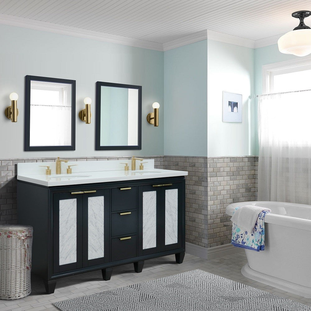 Bellaterra Shlomo - to Split 61" Double Vanity w/ Counter Top and Sink Dark Gray Finish 400990-61D-DG-WEO