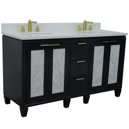 Bellaterra Shlomo - to Split 61" Double Vanity w/ Counter Top and Sink Dark Gray Finish 400990-61D-DG-WEO