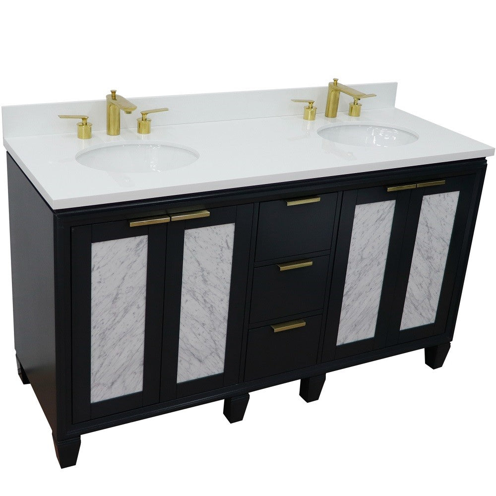 Bellaterra Shlomo - to Split 61" Double Vanity w/ Counter Top and Sink Dark Gray Finish 400990-61D-DG-WEO