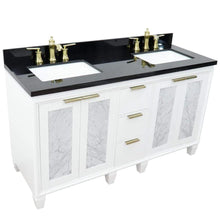 Load image into Gallery viewer, Bellaterra White 61&quot; Wood Double Vanity  Black Top 400990-61D-WH Rectangle