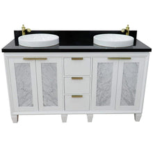 Load image into Gallery viewer, Bellaterra White 61&quot; Wood Double Vanity  Black Top 400990-61D-WH Round