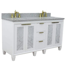 Load image into Gallery viewer, Bellaterra White 61&quot; Wood Double Vanity  Grey Top 400990-61D-WH Oval