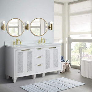 Bellaterra White 61" Wood Double Vanity  White Top 400990-61D-WH Oval