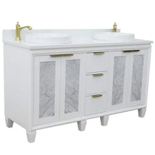 Load image into Gallery viewer, Bellaterra White 61&quot; Wood Double Vanity  White Top 400990-61D-WH Round
