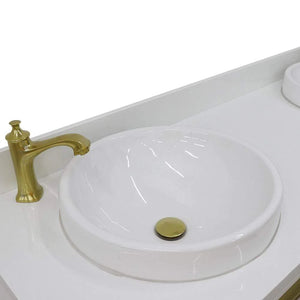 Bellaterra White 61" Wood Double Vanity  White Top 400990-61D-WH Round