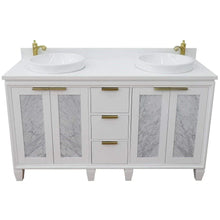 Load image into Gallery viewer, Bellaterra White 61&quot; Wood Double Vanity  White Top 400990-61D-WH Round