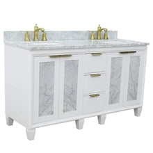 Load image into Gallery viewer, Bellaterra White 61&quot; Wood Double Vanity  White Marble Top 400990-61D-WH Rectangle