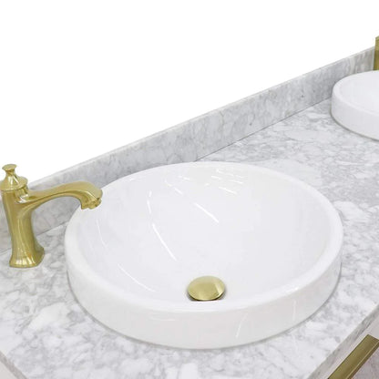 Bellaterra White 61" Wood Double Vanity  White Marble Top 400990-61D-WH Round