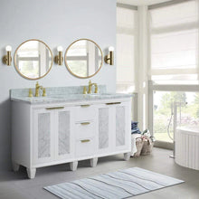 Load image into Gallery viewer, Bellaterra White 61&quot; Wood Double Vanity  White Marble Top 400990-61D-WH Rectangle