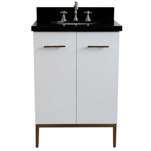 Bellaterra 25" Wood Single Vanity w/ Counter Top and Sink 408001-25-WH-BGO (White)