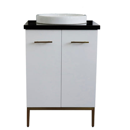 Bellaterra 25" Wood Single Vanity w/ Counter Top and Sink 408001-25-WH-BGRD (White)