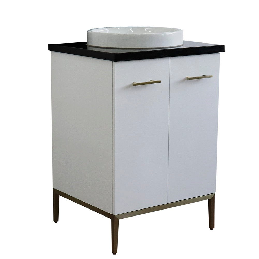 Bellaterra 25" Wood Single Vanity w/ Counter Top and Sink 408001-25-WH-BGRD (White)