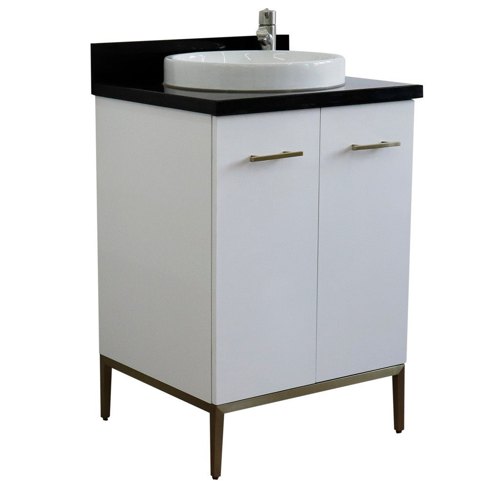 Bellaterra 25" Wood Single Vanity w/ Counter Top and Sink 408001-25-WH-BGRD (White)