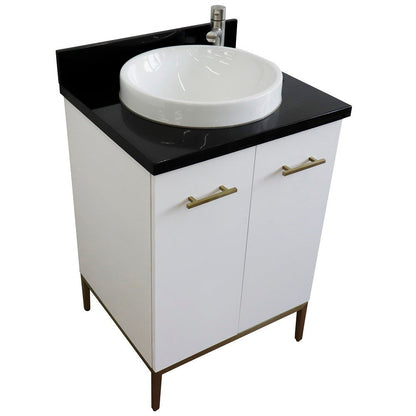 Bellaterra 25" Wood Single Vanity w/ Counter Top and Sink 408001-25-WH-BGRD (White)