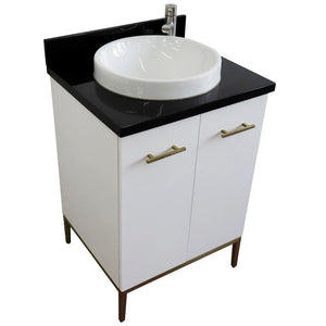 Bellaterra 25" Wood Single Vanity w/ Counter Top and Sink 408001-25-WH-BGRD (White)