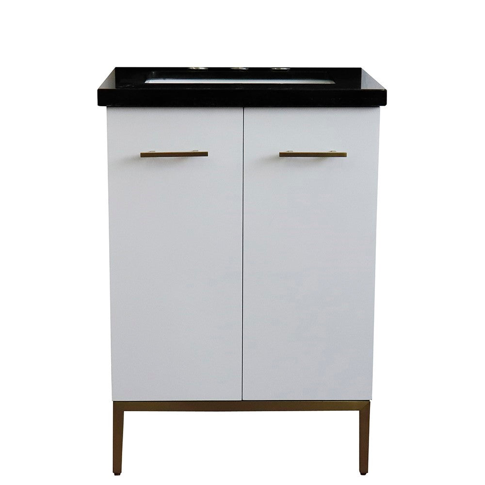 Bellaterra 25" Wood Single Vanity w/ Counter Top and Sink 408001-25-WH-BGR (White)