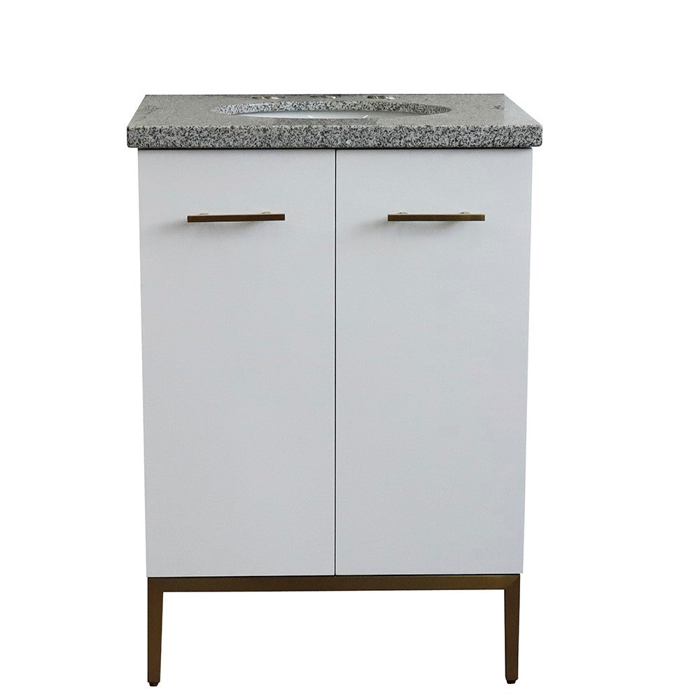 Bellaterra 25" Wood Single Vanity w/ Counter Top and Sink 408001-25-WH-GYO (White)