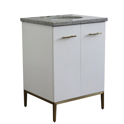 Bellaterra 25" Wood Single Vanity w/ Counter Top and Sink 408001-25-WH-GYO (White)