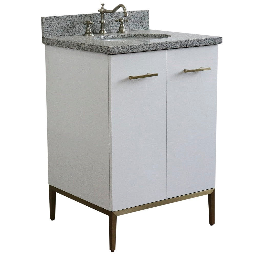 Bellaterra 25" Wood Single Vanity w/ Counter Top and Sink 408001-25-WH-GYO (White)