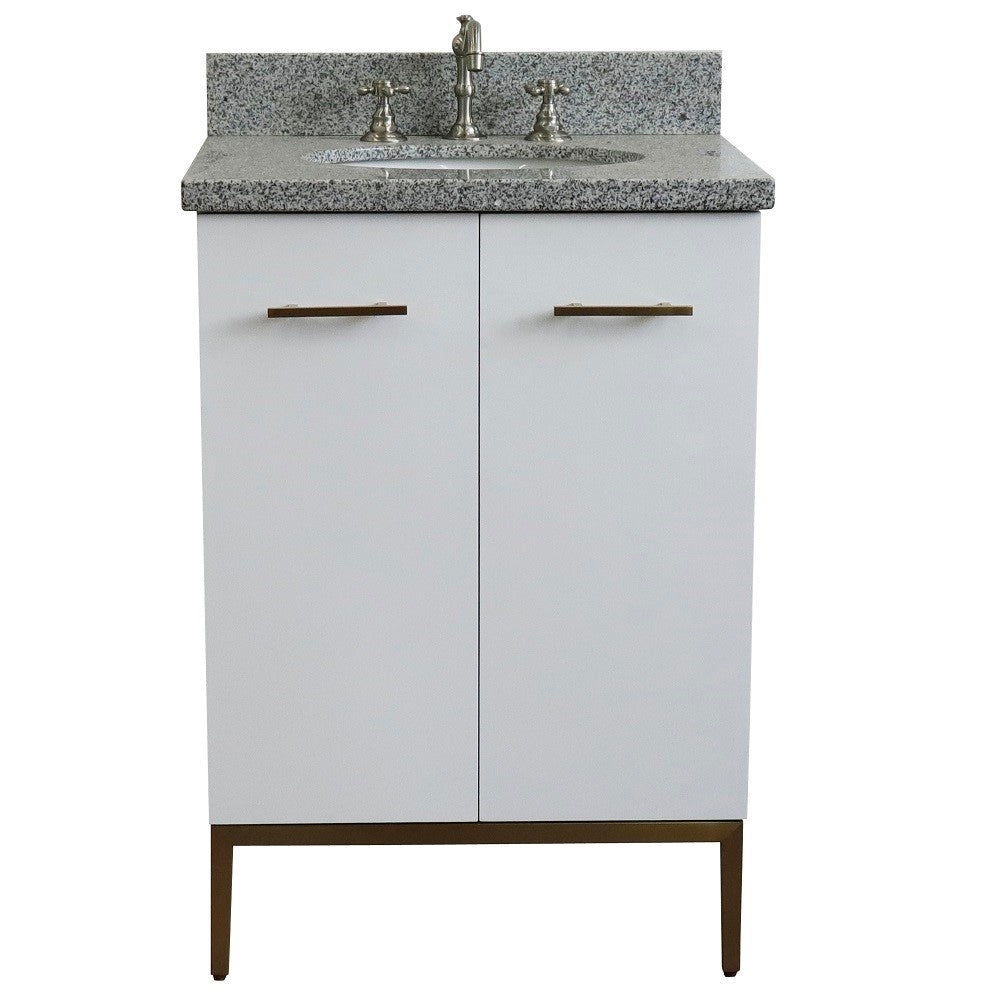 Bellaterra 25" Wood Single Vanity w/ Counter Top and Sink 408001-25-WH-GYO (White)