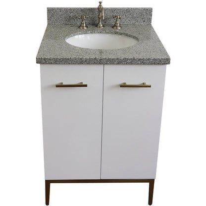 Bellaterra 25" Wood Single Vanity w/ Counter Top and Sink 408001-25-WH-GYO (White)