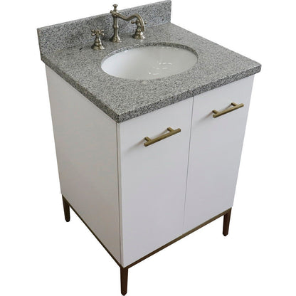 Bellaterra 25" Wood Single Vanity w/ Counter Top and Sink 408001-25-WH-GYO (White)