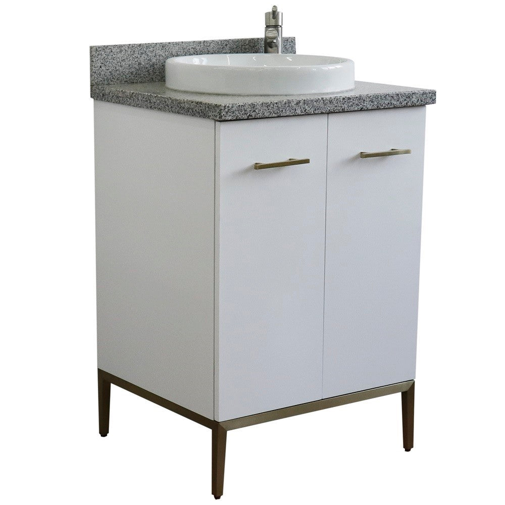 Bellaterra 25" Wood Single Vanity w/ Counter Top and Sink 408001-25-WH-GYRD (White)