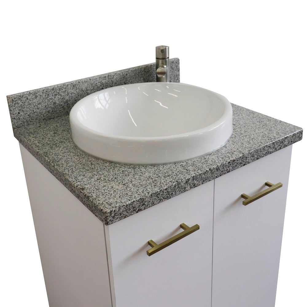 Bellaterra 25" Wood Single Vanity w/ Counter Top and Sink 408001-25-WH-GYRD (White)