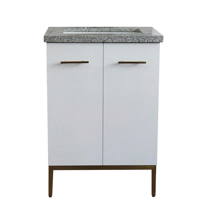 Bellaterra 25" Wood Single Vanity w/ Counter Top and Sink 408001-25-WH-GYR (White)