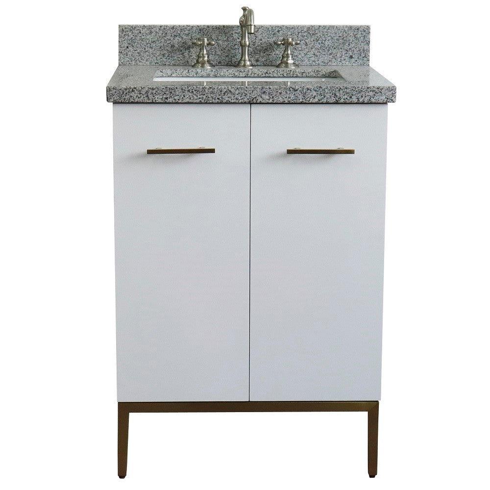 Bellaterra 25" Wood Single Vanity w/ Counter Top and Sink 408001-25-WH-GYR (White)