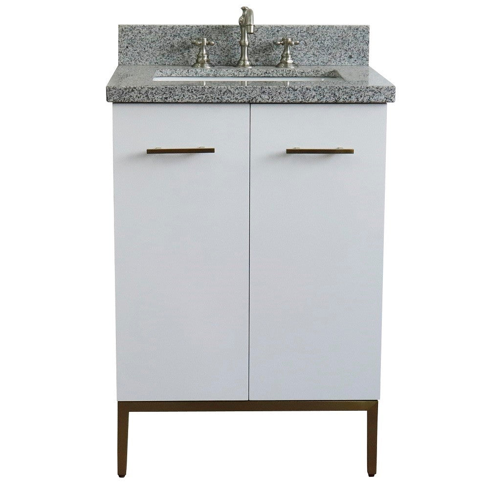 Bellaterra 25" Wood Single Vanity w/ Counter Top and Sink 408001-25-WH-GYR (White)