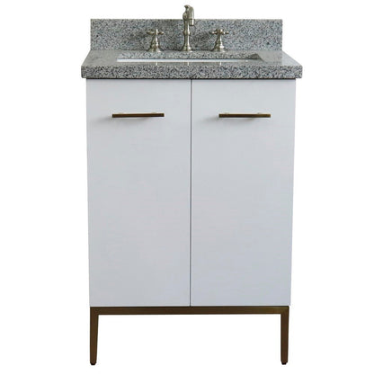 Bellaterra 25" Wood Single Vanity w/ Counter Top and Sink 408001-25-WH-GYR (White)