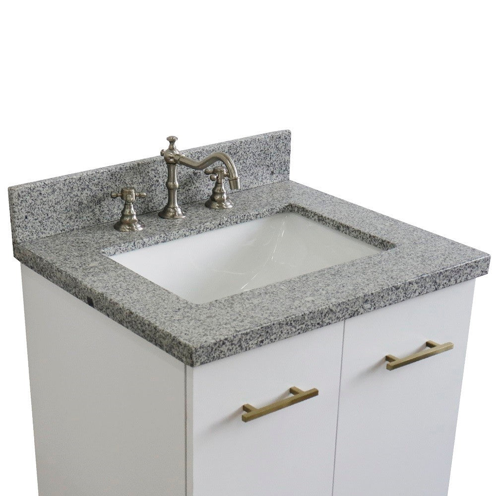 Bellaterra 25" Wood Single Vanity w/ Counter Top and Sink 408001-25-WH-GYR (White)