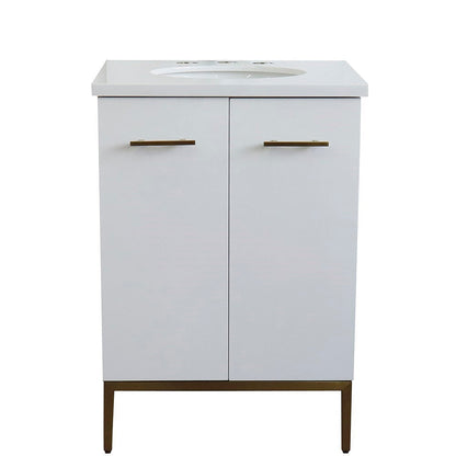 Bellaterra 25" Wood Single Vanity w/ Counter Top and Sink 408001-25-WH-WEO (White)