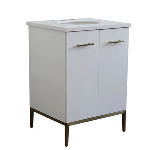 Bellaterra 25" Wood Single Vanity w/ Counter Top and Sink 408001-25-WH-WEO (White)