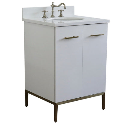 Bellaterra 25" Wood Single Vanity w/ Counter Top and Sink 408001-25-WH-WEO (White)