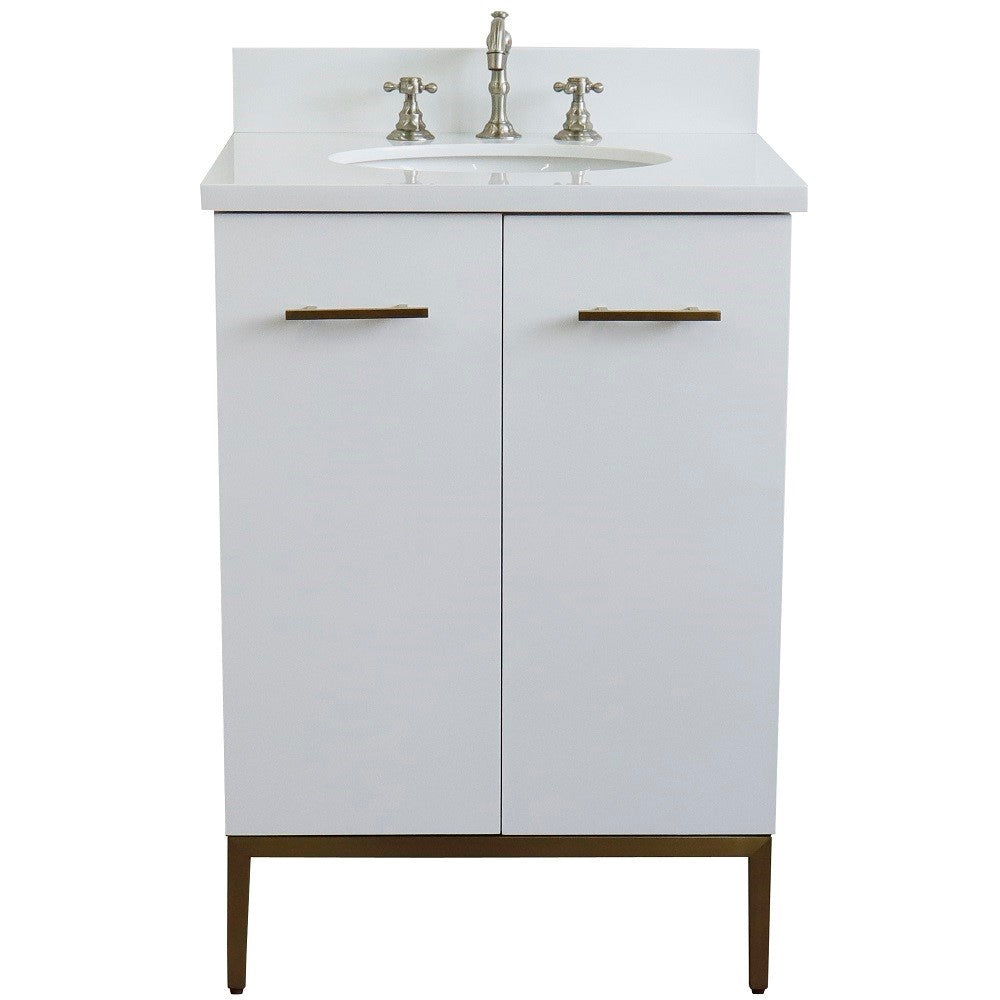 Bellaterra 25" Wood Single Vanity w/ Counter Top and Sink 408001-25-WH-WEO (White)