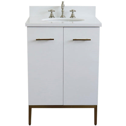 Bellaterra 25" Wood Single Vanity w/ Counter Top and Sink 408001-25-WH-WEO (White)