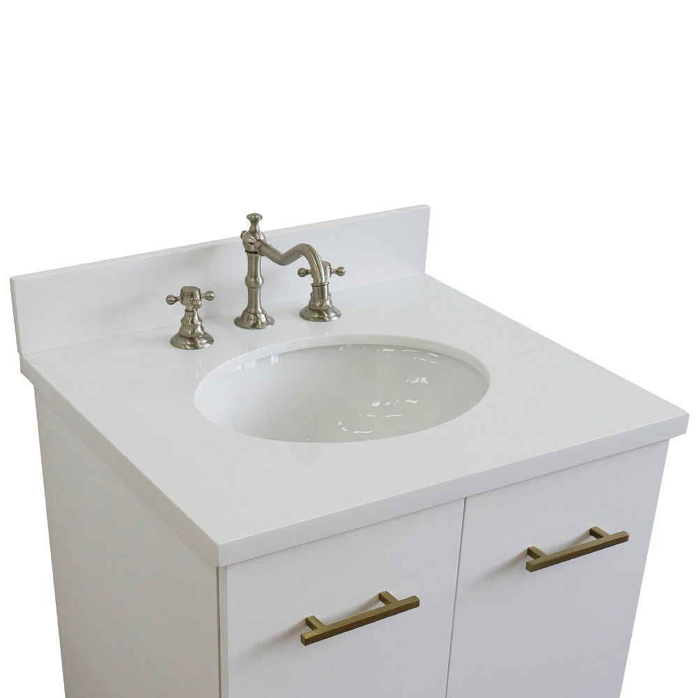 Bellaterra 25" Wood Single Vanity w/ Counter Top and Sink 408001-25-WH-WEO (White)