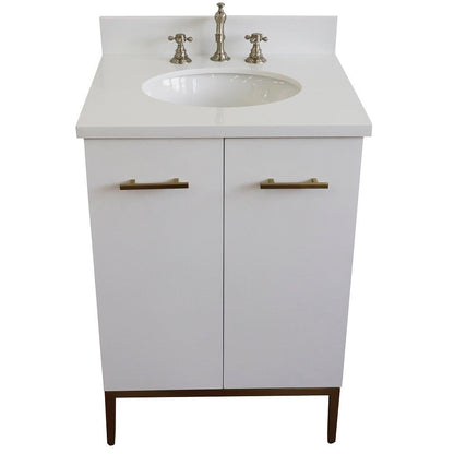 Bellaterra 25" Wood Single Vanity w/ Counter Top and Sink 408001-25-WH-WEO (White)