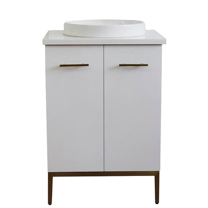 Bellaterra 25" Wood Single Vanity w/ Counter Top and Sink 408001-25-WH-WERD (White)