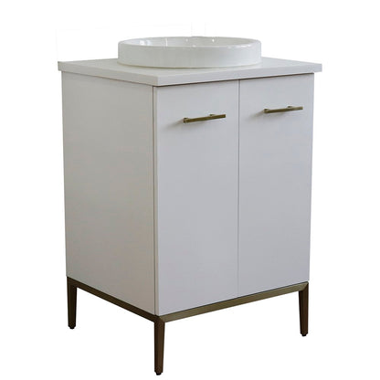 Bellaterra 25" Wood Single Vanity w/ Counter Top and Sink 408001-25-WH-WERD (White)