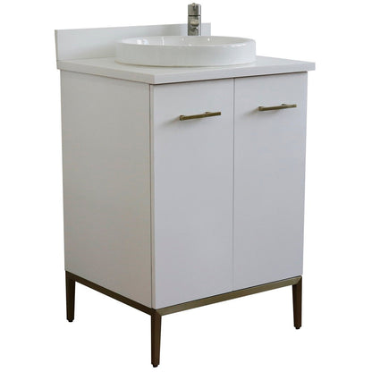 Bellaterra 25" Wood Single Vanity w/ Counter Top and Sink 408001-25-WH-WERD (White)