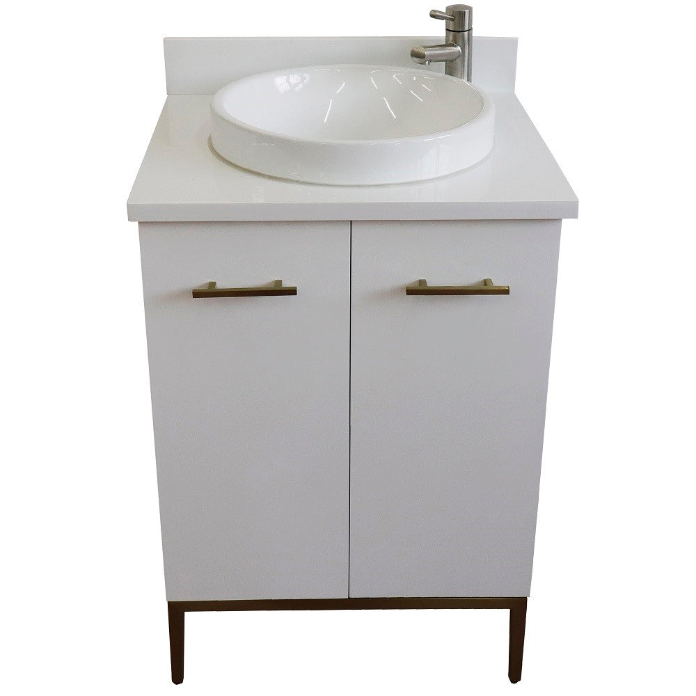 Bellaterra 25" Wood Single Vanity w/ Counter Top and Sink 408001-25-WH-WERD (White)